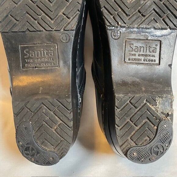 SANITA Black Leather Slip On Womens Size 10.5 EU 41 Chef Nurse Work Shoes Clogs - Picture 8 of 8